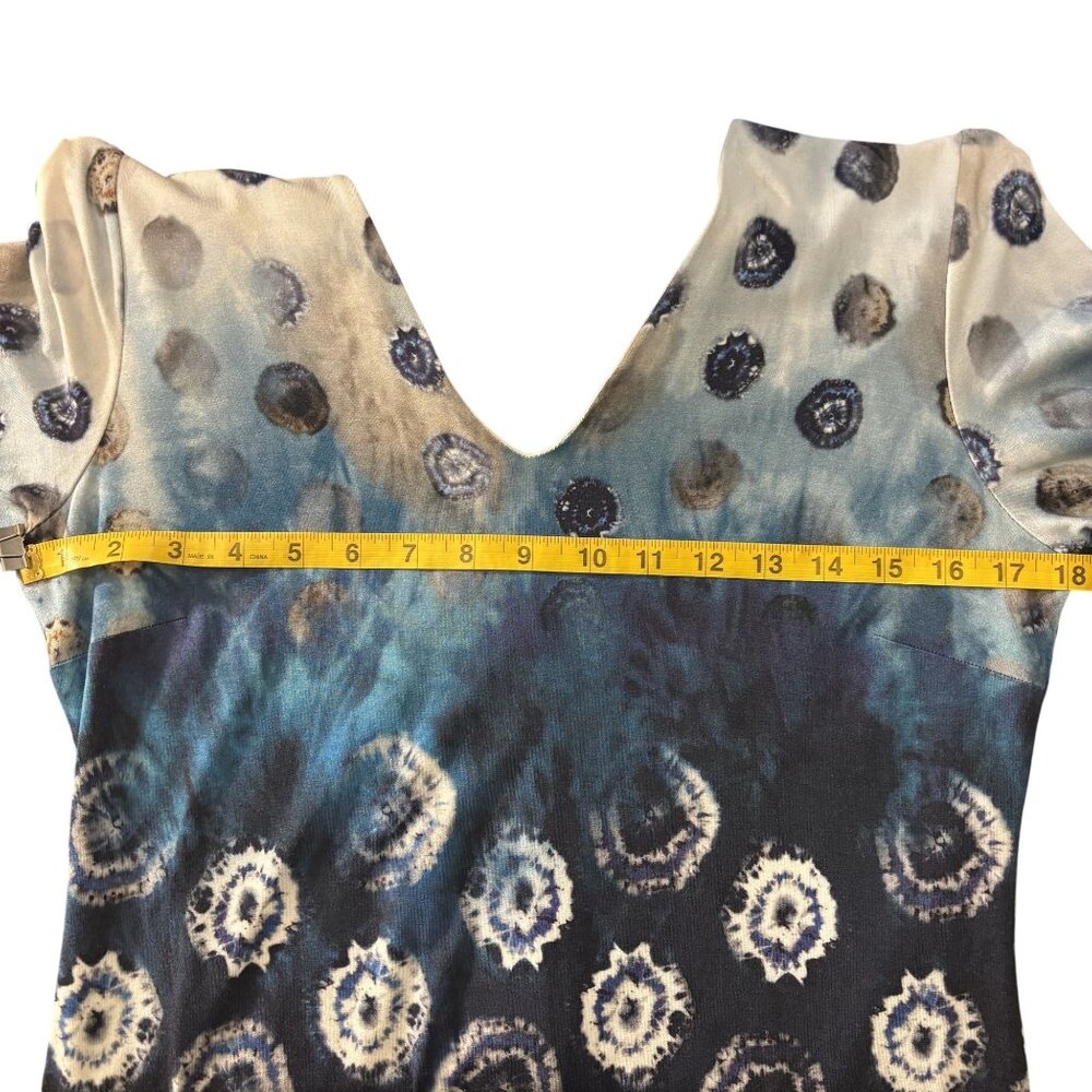 Karen Kane Tie-Dye Print V-Neck Sheath Dress With 3/4 Sleeves Fully Lined Size L - Picture 8 of 13